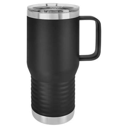 Custom Branded 20 oz Powder-Coated Stainless Steel Travel Mug - Laser Engraved