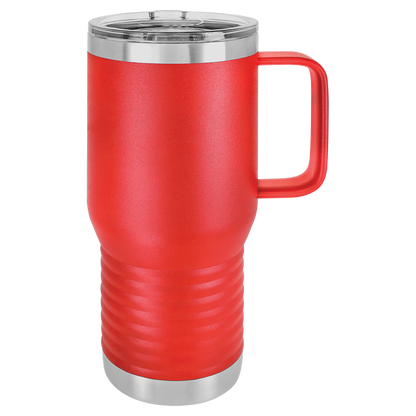 Custom Branded 20 oz Powder-Coated Stainless Steel Travel Mug - Laser Engraved