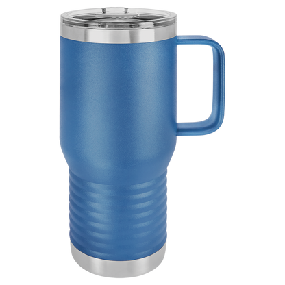 Custom Branded 20 oz Powder-Coated Stainless Steel Travel Mug - Laser Engraved