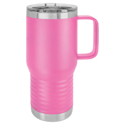 Custom Branded 20 oz Powder-Coated Stainless Steel Travel Mug - Laser Engraved