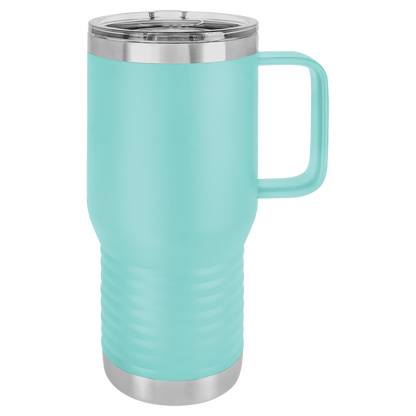 Custom Branded 20 oz Powder-Coated Stainless Steel Travel Mug - Laser Engraved