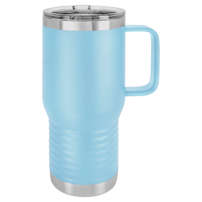Custom Branded 20 oz Powder-Coated Stainless Steel Travel Mug - Laser Engraved
