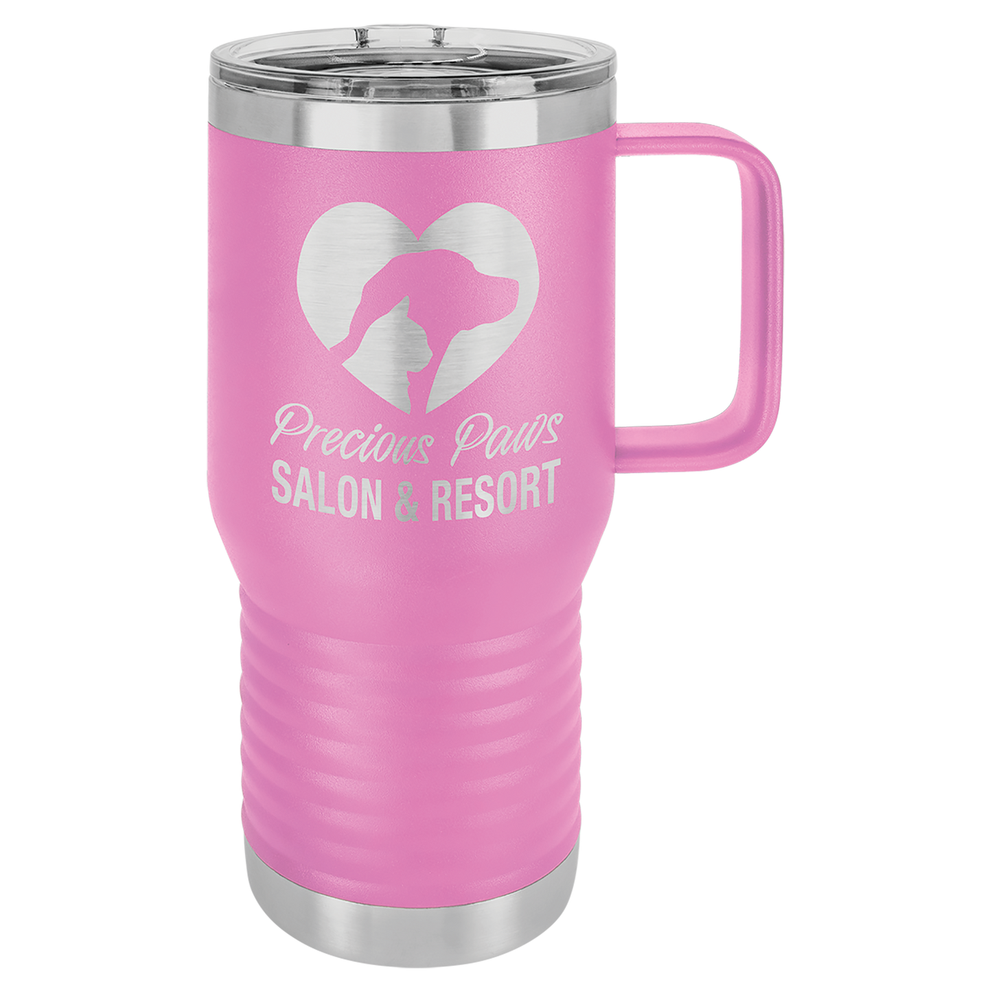 Custom Branded 20 oz Powder-Coated Stainless Steel Travel Mug - Laser Engraved