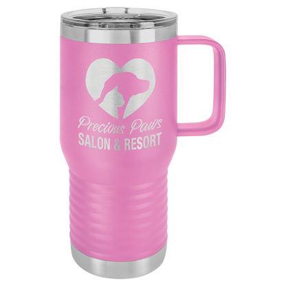 Custom Branded 20 oz Powder-Coated Stainless Steel Travel Mug - Laser Engraved
