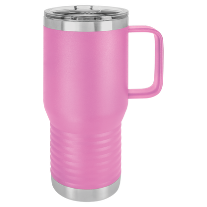 Custom Branded 20 oz Powder-Coated Stainless Steel Travel Mug - Laser Engraved