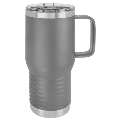 Custom Branded 20 oz Powder-Coated Stainless Steel Travel Mug - Laser Engraved