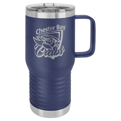 Custom Branded 20 oz Powder-Coated Stainless Steel Travel Mug - Laser Engraved
