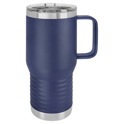 Custom Branded 20 oz Powder-Coated Stainless Steel Travel Mug - Laser Engraved