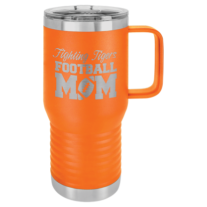 Custom Branded 20 oz Powder-Coated Stainless Steel Travel Mug - Laser Engraved
