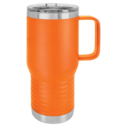 Custom Branded 20 oz Powder-Coated Stainless Steel Travel Mug - Laser Engraved