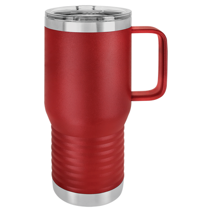 Custom Branded 20 oz Powder-Coated Stainless Steel Travel Mug - Laser Engraved