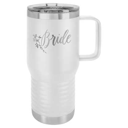 Custom Branded 20 oz Powder-Coated Stainless Steel Travel Mug - Laser Engraved