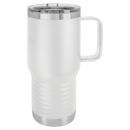 Custom Branded 20 oz Powder-Coated Stainless Steel Travel Mug - Laser Engraved