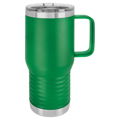 Custom Branded 20 oz Powder-Coated Stainless Steel Travel Mug - Laser Engraved
