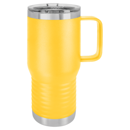 Custom Branded 20 oz Powder-Coated Stainless Steel Travel Mug - Laser Engraved