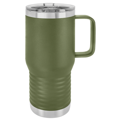 Custom Branded 20 oz Powder-Coated Stainless Steel Travel Mug - Laser Engraved