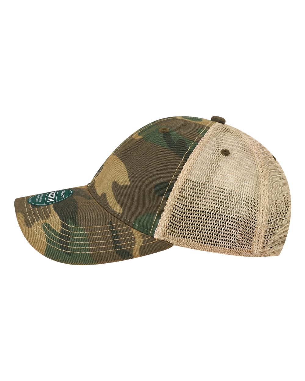 Legacy Youth Snap-back Truckers Hat with Custom Branded Laser Engraved Leatherette Patch