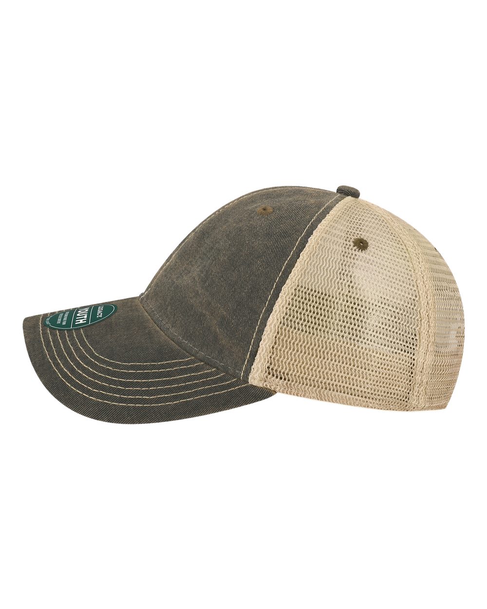 Legacy Youth Snap-back Truckers Hat with Custom Branded Laser Engraved Leatherette Patch