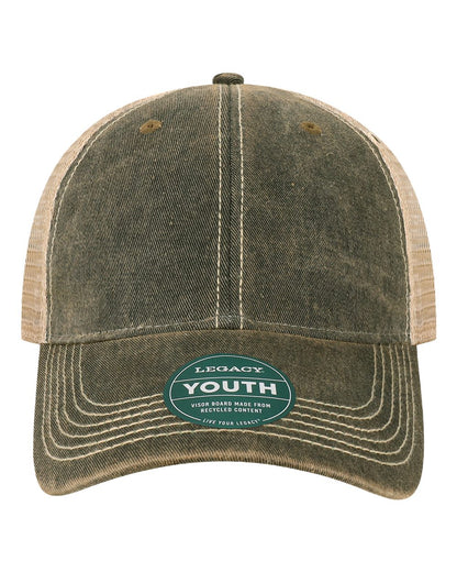Legacy Youth Snap-back Truckers Hat with Custom Branded Laser Engraved Leatherette Patch