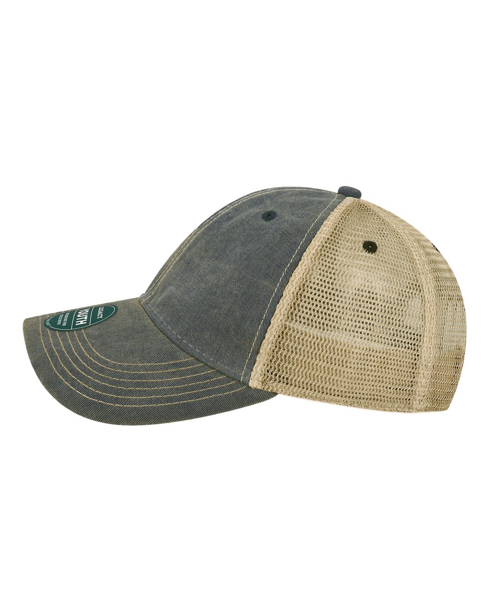 Legacy Youth Snap-back Truckers Hat with Custom Branded Laser Engraved Leatherette Patch