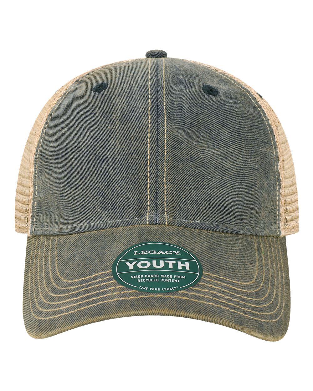 Legacy Youth Snap-back Truckers Hat with Custom Branded Laser Engraved Leatherette Patch