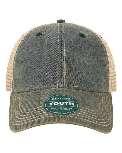 Legacy Youth Snap-back Truckers Hat with Custom Branded Laser Engraved Leatherette Patch