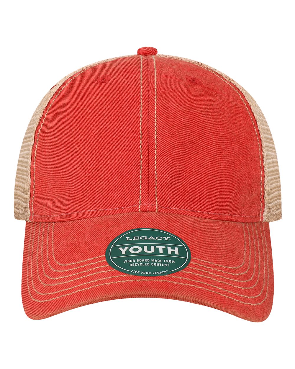 Legacy Youth Snap-back Truckers Hat with Custom Branded Laser Engraved Leatherette Patch