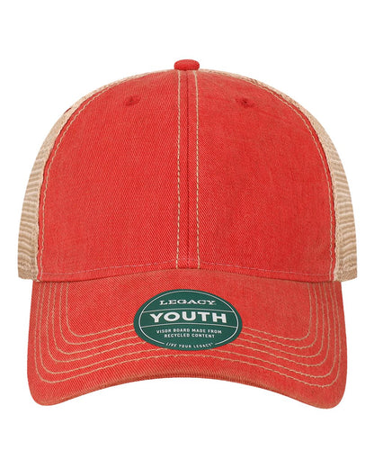 Legacy Youth Snap-back Truckers Hat with Custom Branded Laser Engraved Leatherette Patch
