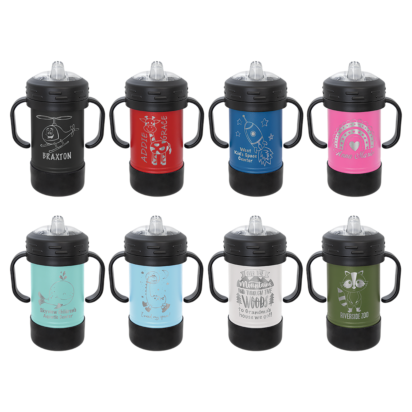 Custom Laser Engraved 10oz Stainless Steel Sippy Cup - Upload Your Logo, Brand, or Image