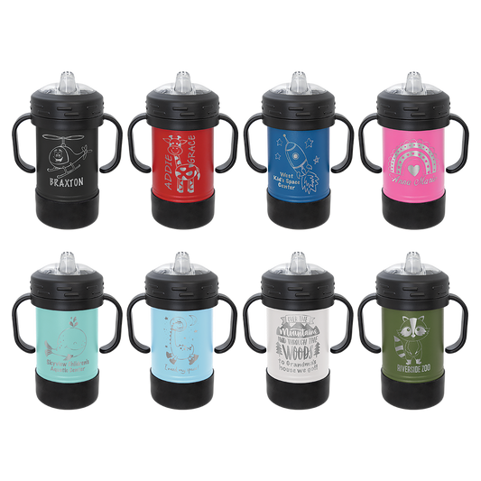 Custom Laser Engraved 10oz Stainless Steel Sippy Cup - Upload Your Logo, Brand, or Image