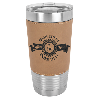 Custom Laser Engraved 20oz Stainless Steel Leatherette Tumbler - Upload Your Logo, Brand, or Image