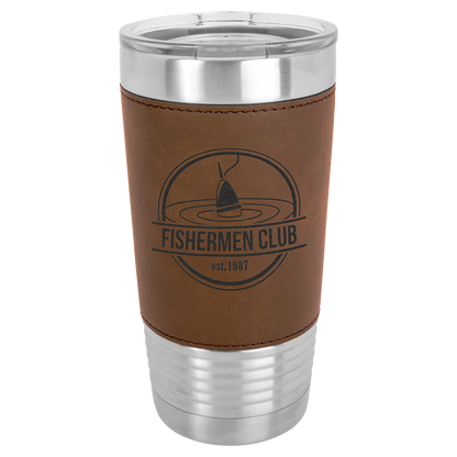 Custom Laser Engraved 20oz Stainless Steel Leatherette Tumbler - Upload Your Logo, Brand, or Image