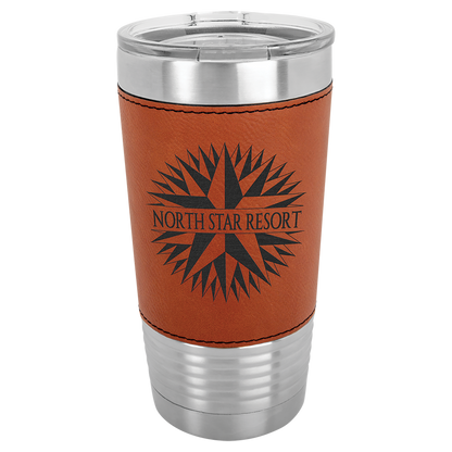 Custom Laser Engraved 20oz Stainless Steel Leatherette Tumbler - Upload Your Logo, Brand, or Image