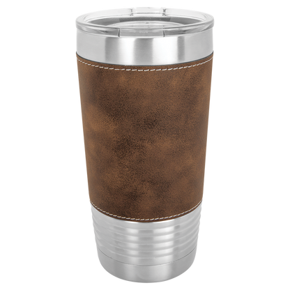 Custom Laser Engraved 20oz Stainless Steel Leatherette Tumbler - Upload Your Logo, Brand, or Image