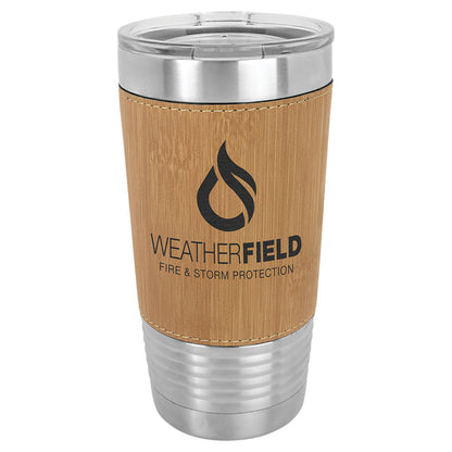 Custom Laser Engraved 20oz Stainless Steel Leatherette Tumbler - Upload Your Logo, Brand, or Image