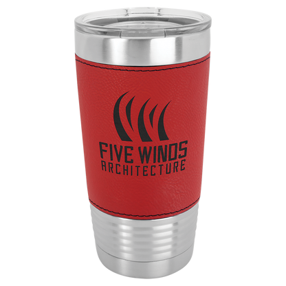 Custom Laser Engraved 20oz Stainless Steel Leatherette Tumbler - Upload Your Logo, Brand, or Image