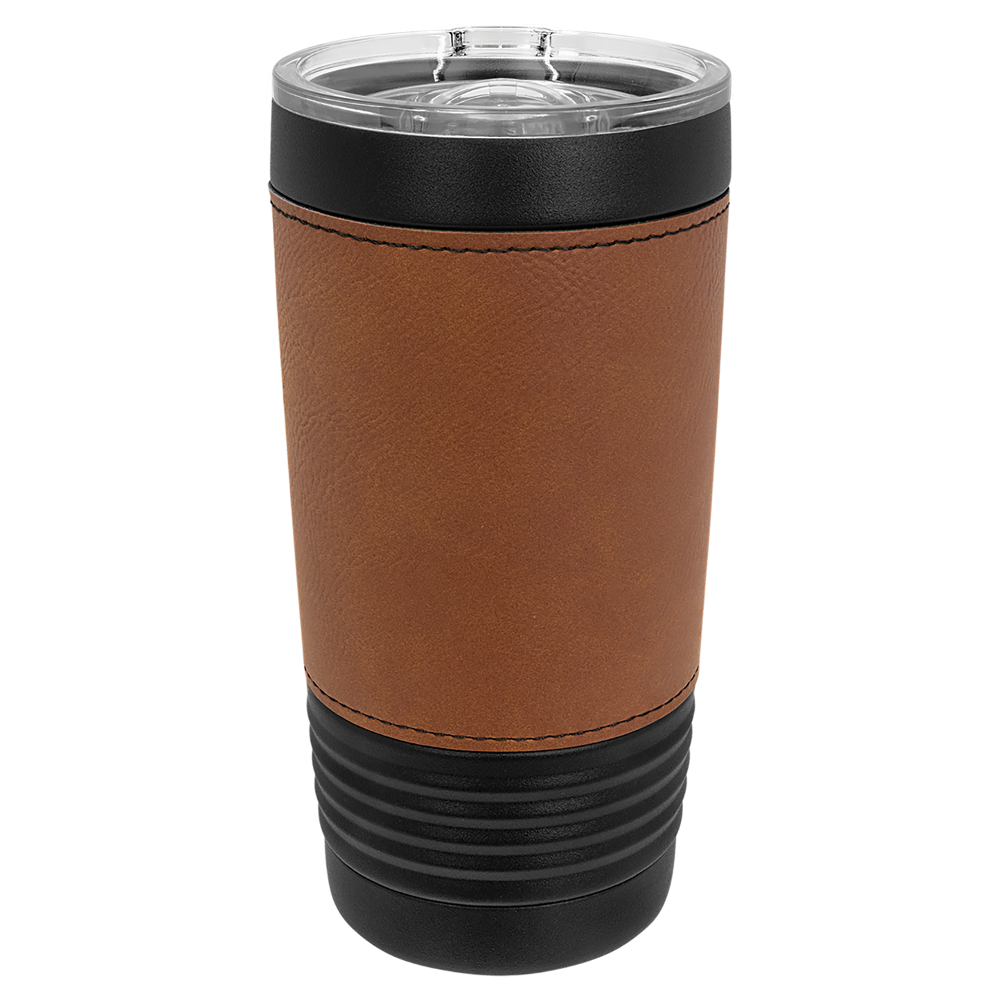 Custom Laser Engraved 20oz Black Powder-Coated Leatherette Tumbler - Upload Your Logo, Brand, or Image