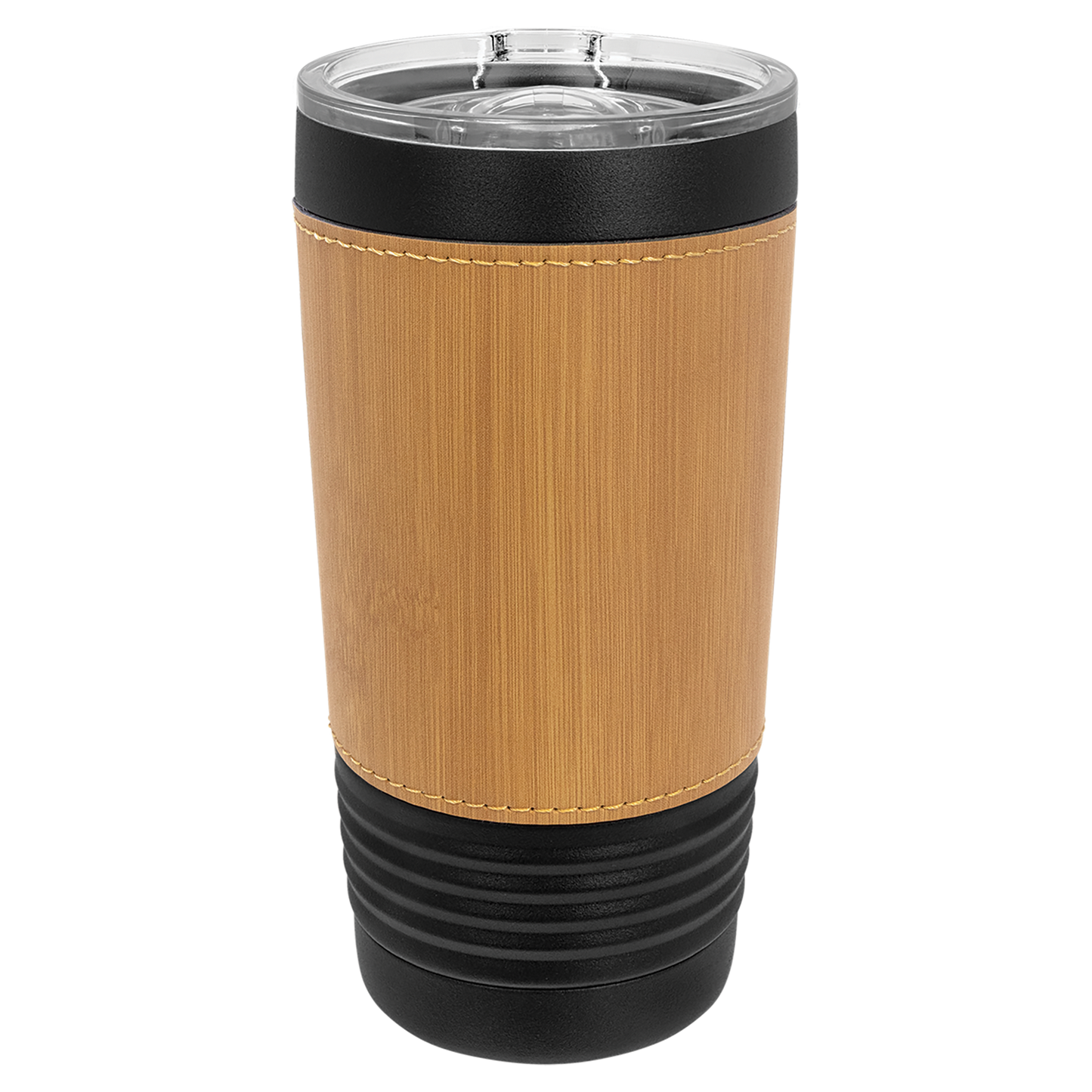 Custom Laser Engraved 20oz Black Powder-Coated Leatherette Tumbler - Upload Your Logo, Brand, or Image