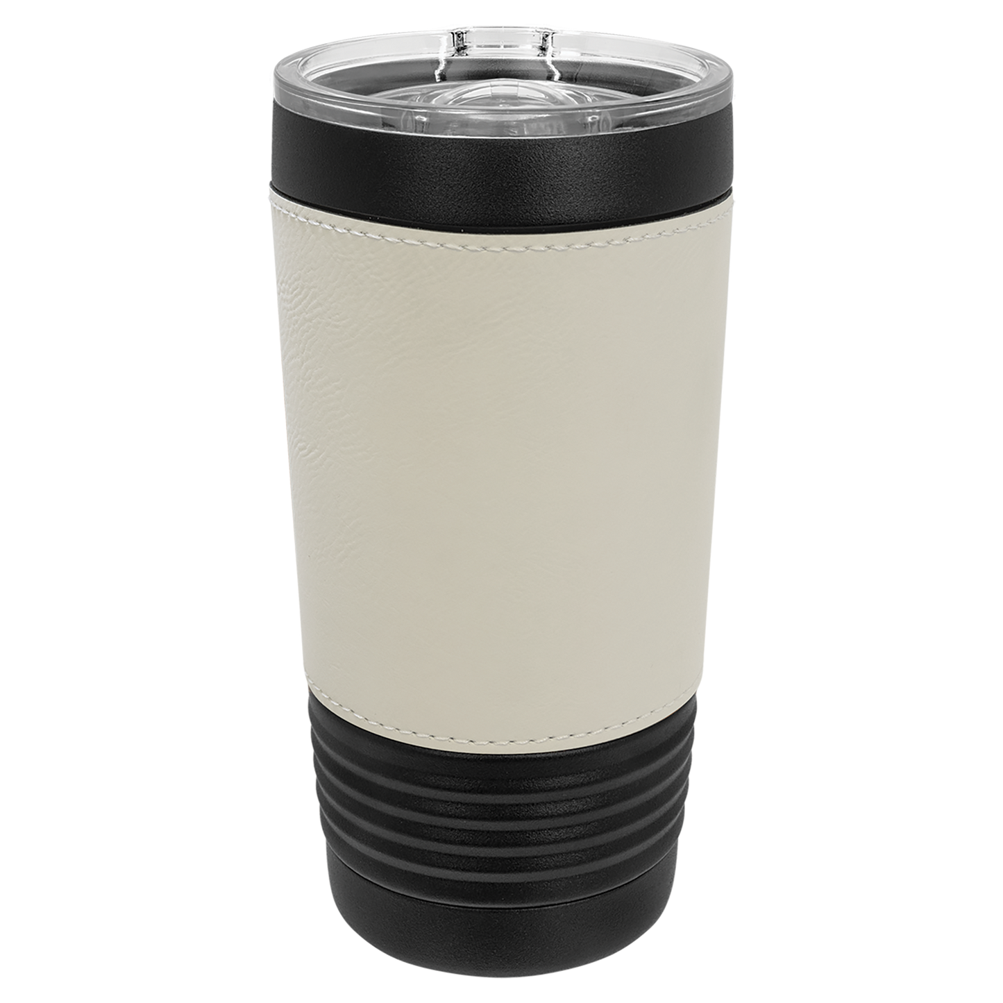 Custom Laser Engraved 20oz Black Powder-Coated Leatherette Tumbler - Upload Your Logo, Brand, or Image