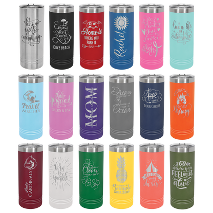 Custom Laser Engraved 22oz Stainless Steel Skinny Tumbler - Upload Your Logo, Brand, or Image