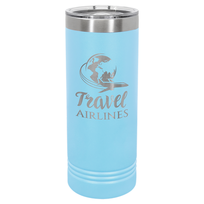 Custom Laser Engraved 22oz Stainless Steel Skinny Tumbler - Upload Your Logo, Brand, or Image