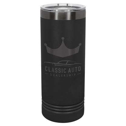 Custom Laser Engraved 22oz Stainless Steel Skinny Tumbler - Upload Your Logo, Brand, or Image