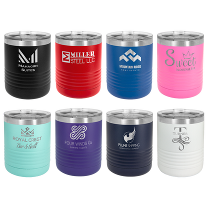 Custom Laser Engraved 10oz Stainless Steel Drink Tumbler - Upload Your Logo, Brand, or Image