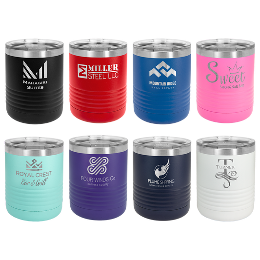 Custom Laser Engraved 10oz Stainless Steel Drink Tumbler - Upload Your Logo, Brand, or Image