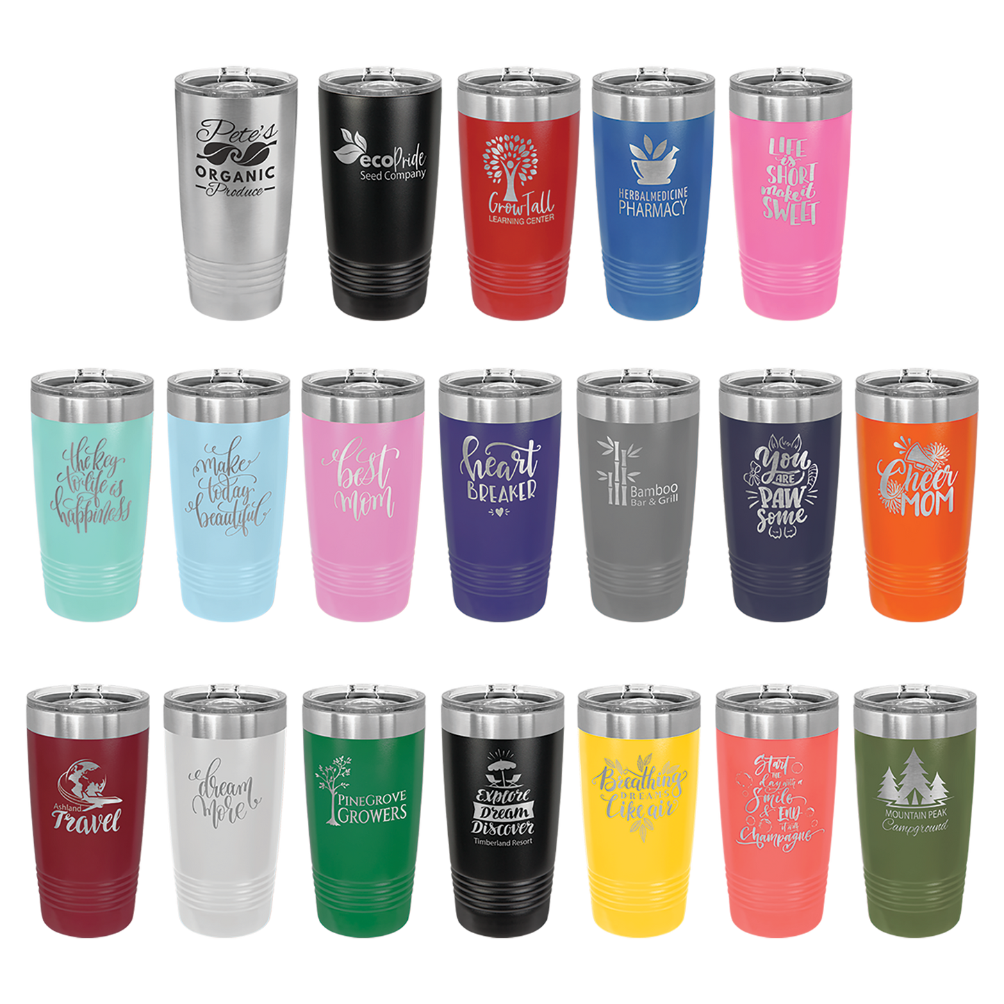 Custom Laser Engraved 20oz Stainless Steel Tumbler - Upload Your Logo, Brand, or Image