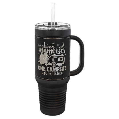 Custom Laser Engraved 40oz Leatherette Black Powder-Coated Tumbler - Upload Your Logo, Brand, or Image