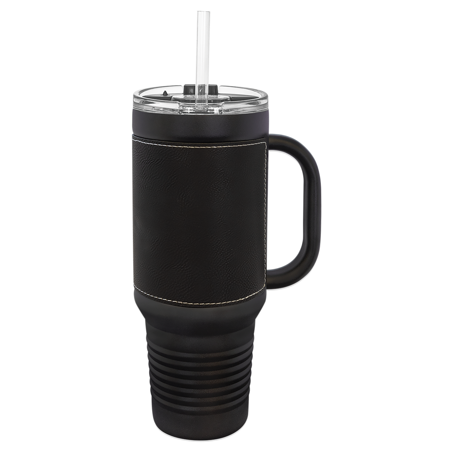 Custom Laser Engraved 40oz Leatherette Black Powder-Coated Tumbler - Upload Your Logo, Brand, or Image