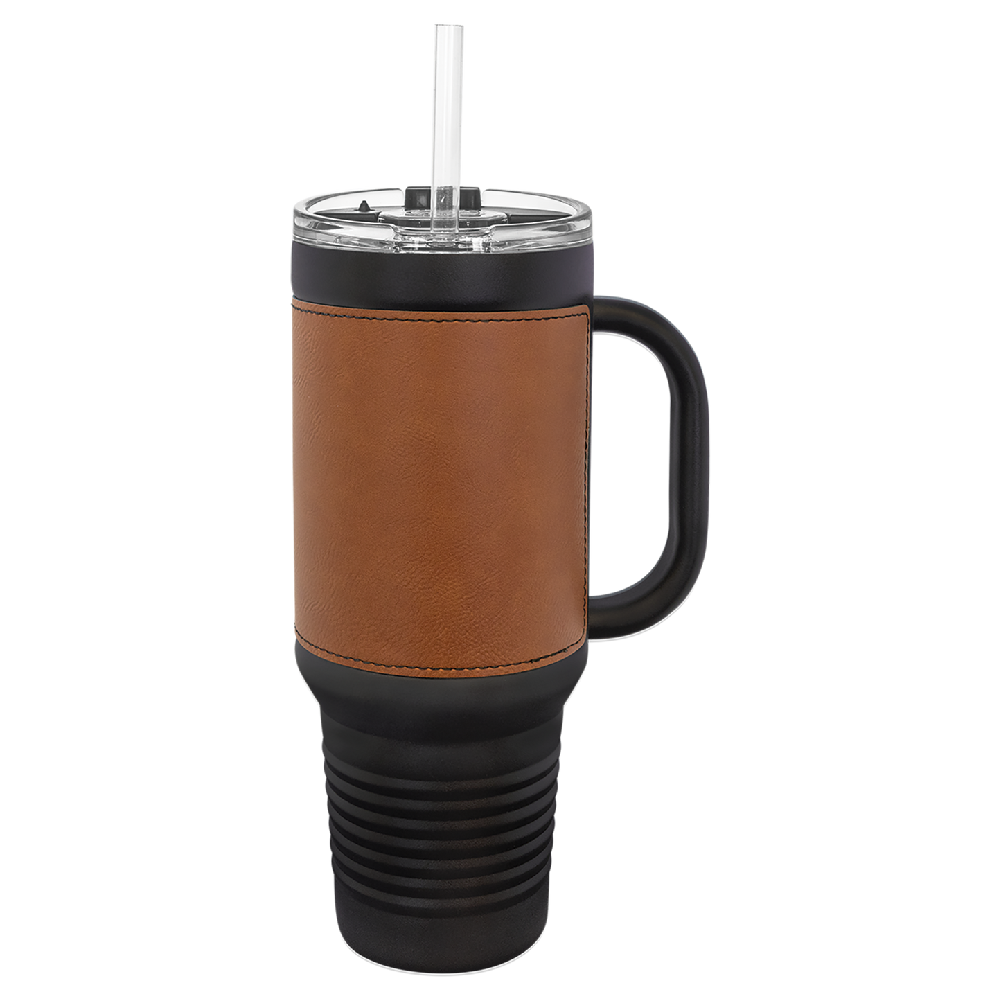 Custom Laser Engraved 40oz Leatherette Black Powder-Coated Tumbler - Upload Your Logo, Brand, or Image