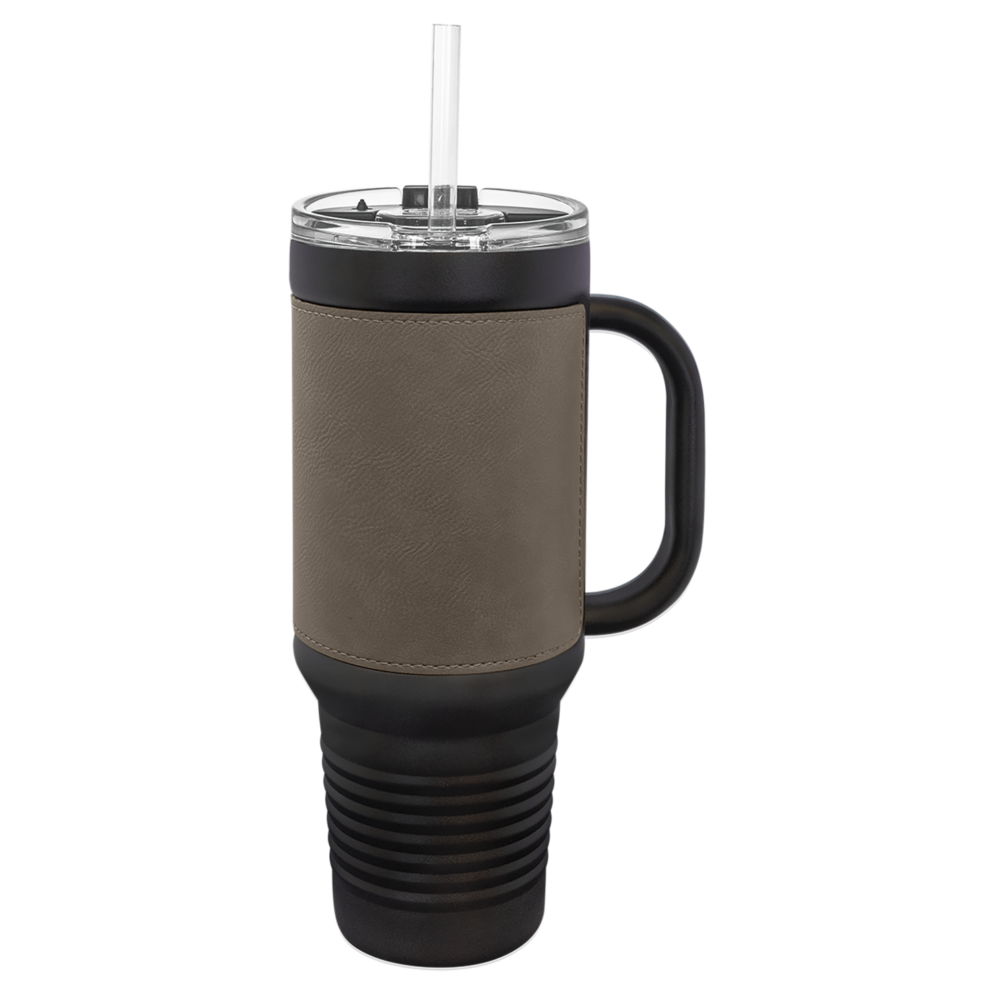 Custom Laser Engraved 40oz Leatherette Black Powder-Coated Tumbler - Upload Your Logo, Brand, or Image