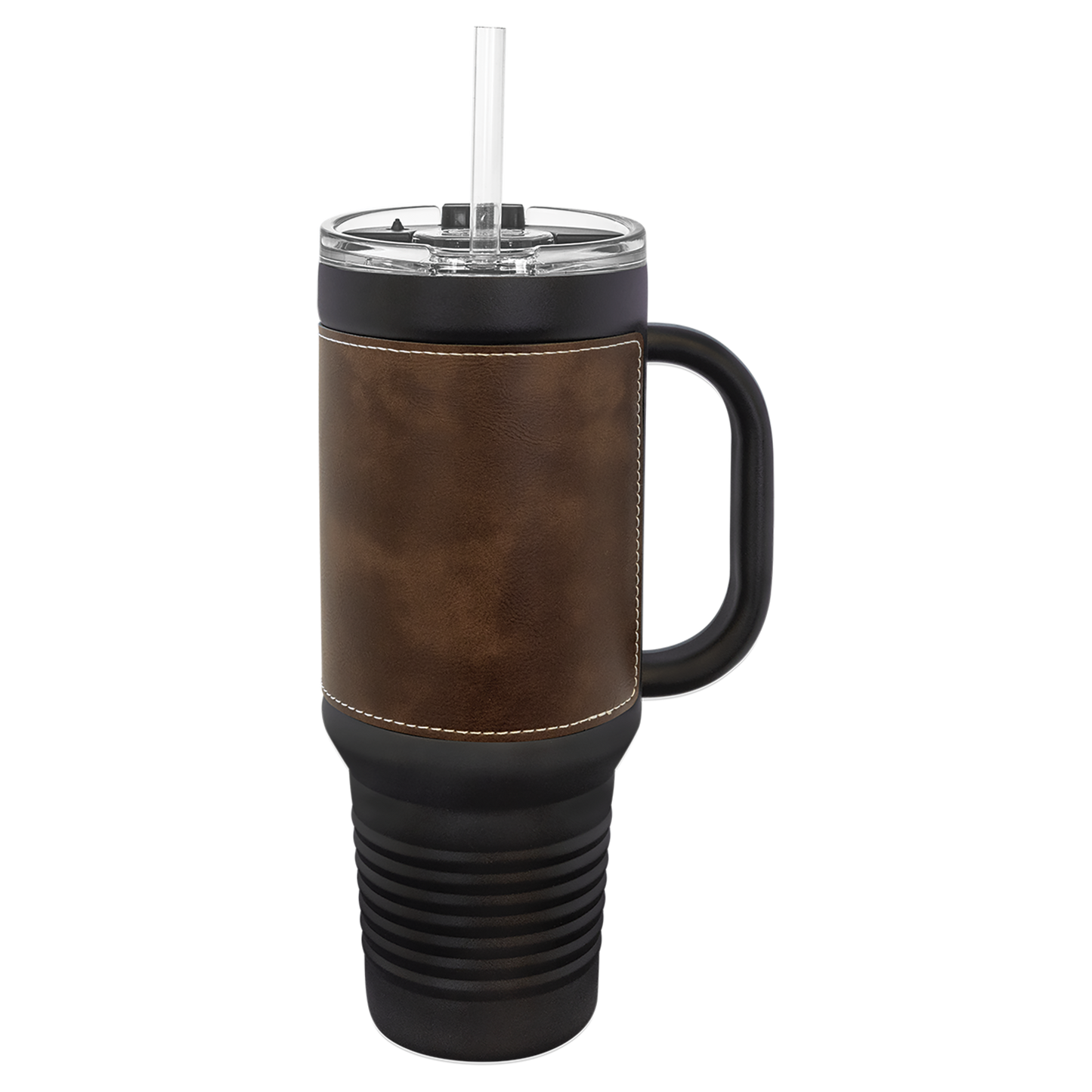 Custom Laser Engraved 40oz Leatherette Black Powder-Coated Tumbler - Upload Your Logo, Brand, or Image